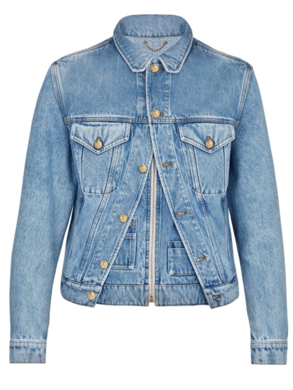 Louis Vuitton Light Blue Denim Jacket with Gold-Tone Buttons